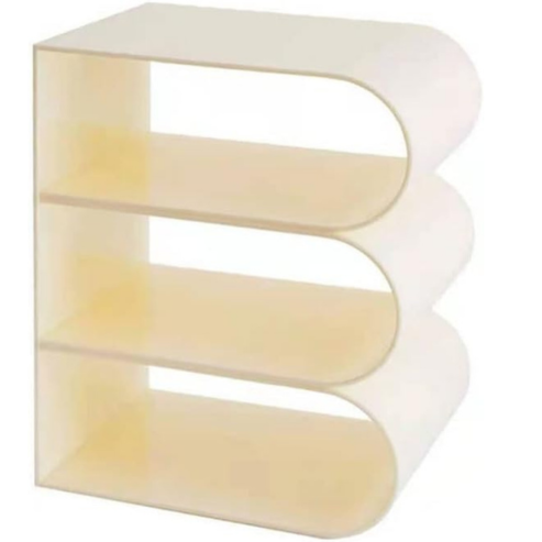 Étagère crème aux tablettes incurvées, présentée seule sur fond blanc.