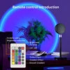 Visuel d’un halo multicolore avec illustrations de commandes à distance.