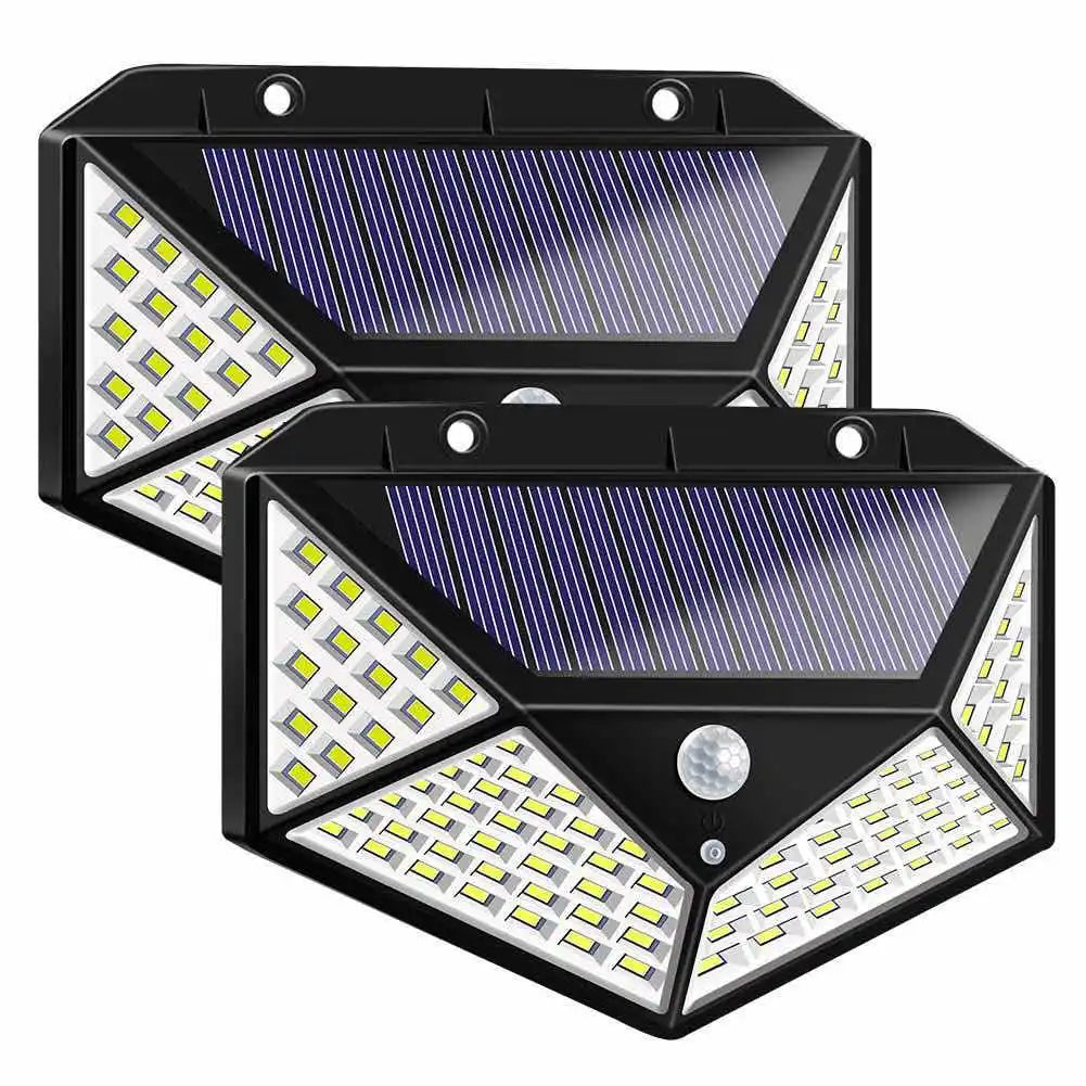 Deux appliques solaires noires superposées dans un visuel produit.